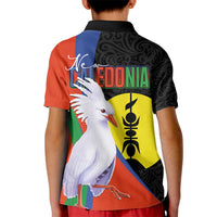 New Caledonia Kid Polo Shirt Kagu Bird and The Seal with Melanesian Culture LT03 - Polynesian Pride