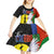 New Caledonia Kid Short Sleeve Dress Kagu Bird and The Seal with Melanesian Culture - Polynesian Pride