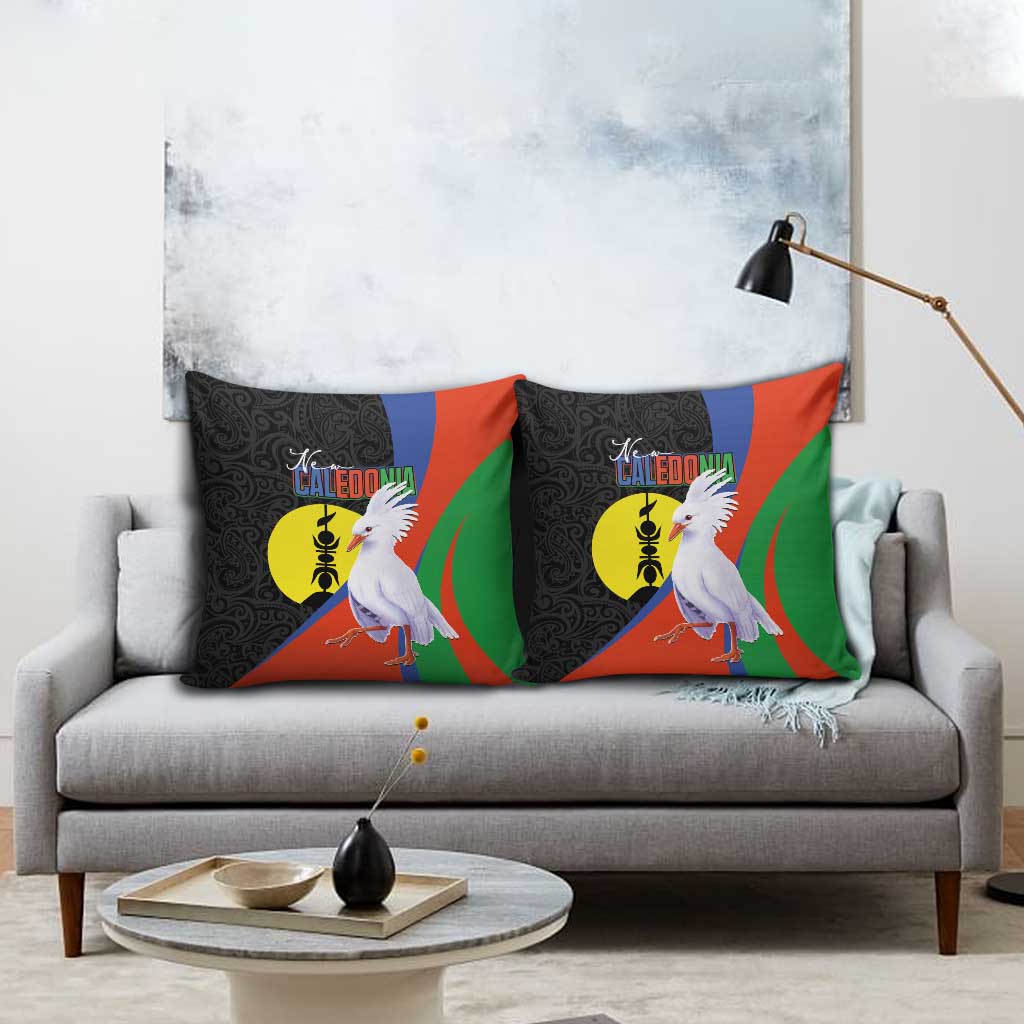 New Caledonia Pillow Cover Kagu Bird and The Seal with Melanesian Culture - Polynesian Pride