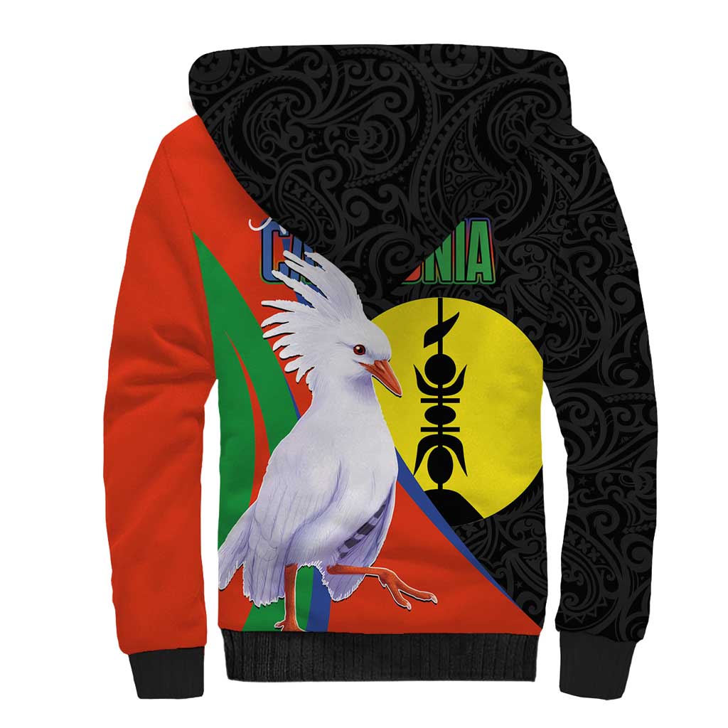 New Caledonia Sherpa Hoodie Kagu Bird and The Seal with Melanesian Culture LT03 - Polynesian Pride