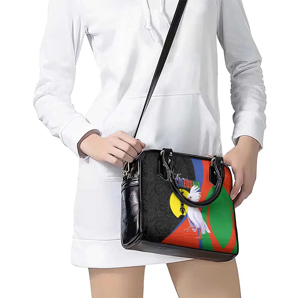 New Caledonia Shoulder Handbag Kagu Bird and The Seal with Melanesian Culture - Polynesian Pride