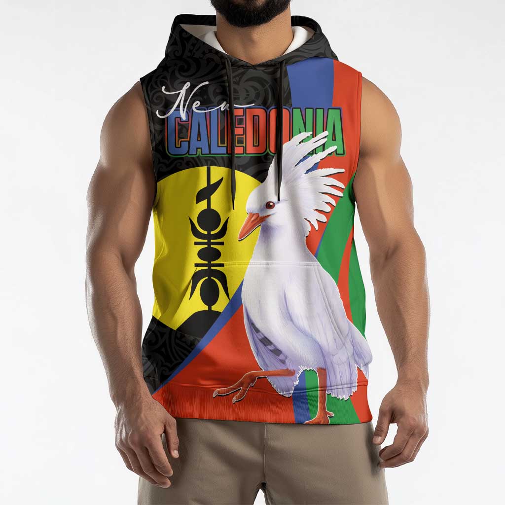 New Caledonia Sleeveless Hoodie Kagu Bird and The Seal with Melanesian Culture LT03 - Polynesian Pride