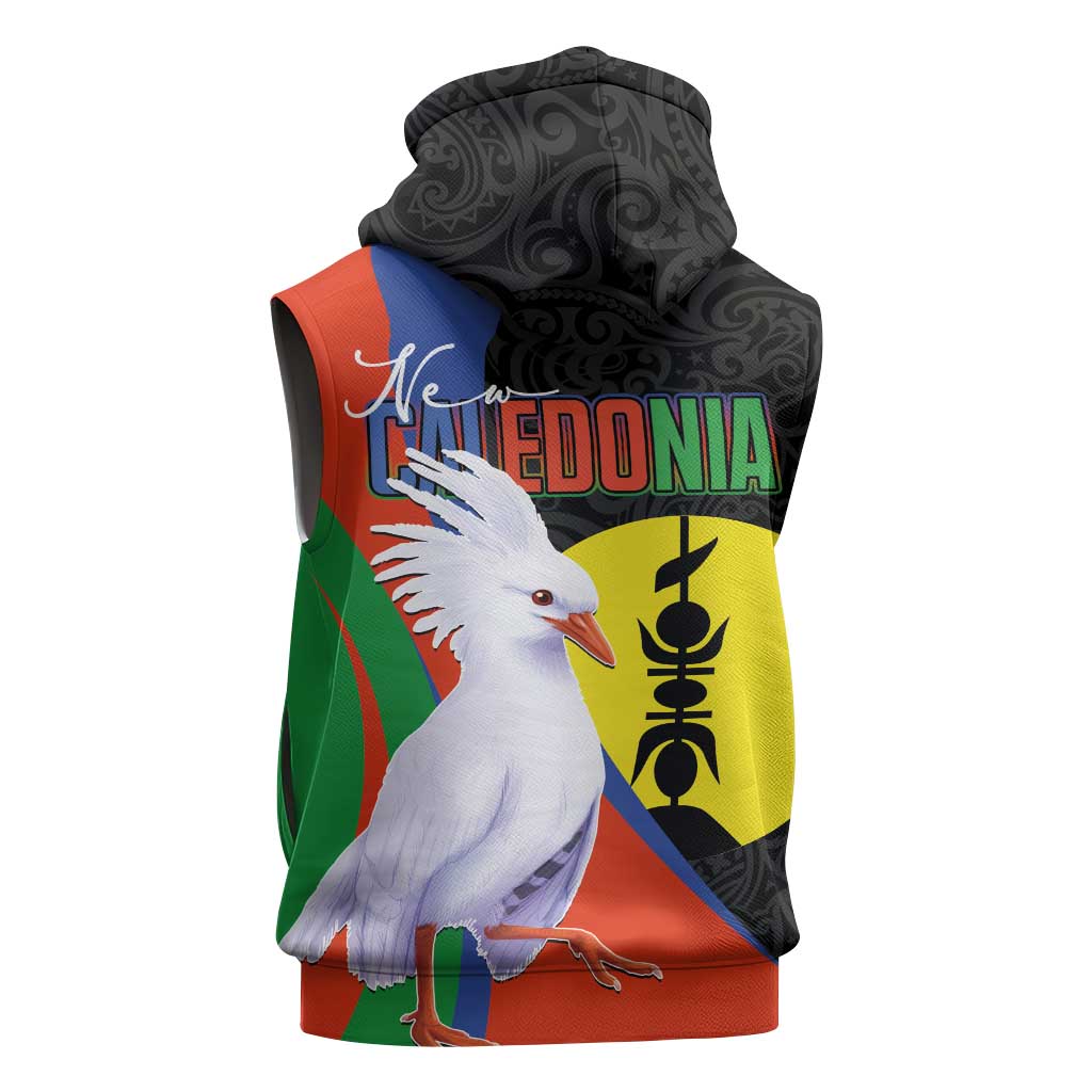 New Caledonia Sleeveless Zip Hoodie Kagu Bird and The Seal with Melanesian Culture LT03 - Polynesian Pride