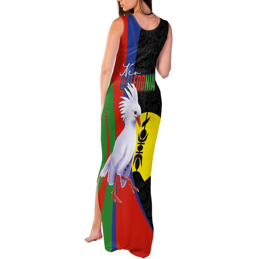 New Caledonia Tank Maxi Dress Kagu Bird and The Seal with Melanesian Culture LT03 - Polynesian Pride