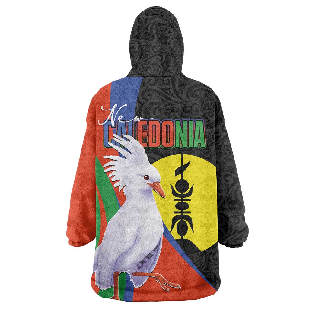 New Caledonia Wearable Blanket Hoodie Kagu Bird and The Seal with Melanesian Culture LT03 - Polynesian Pride