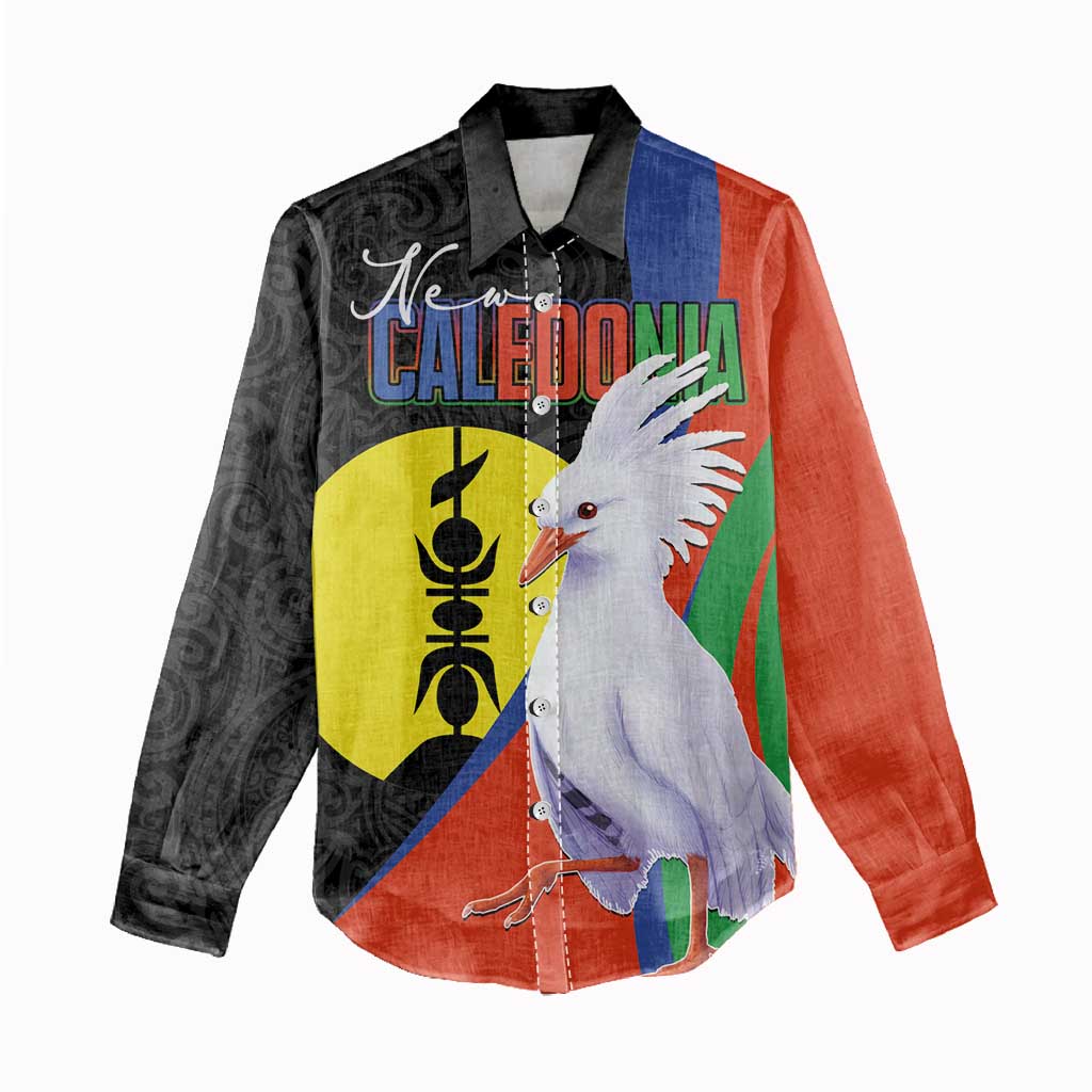 New Caledonia Women Casual Shirt Kagu Bird and The Seal with Melanesian Culture LT03 - Polynesian Pride