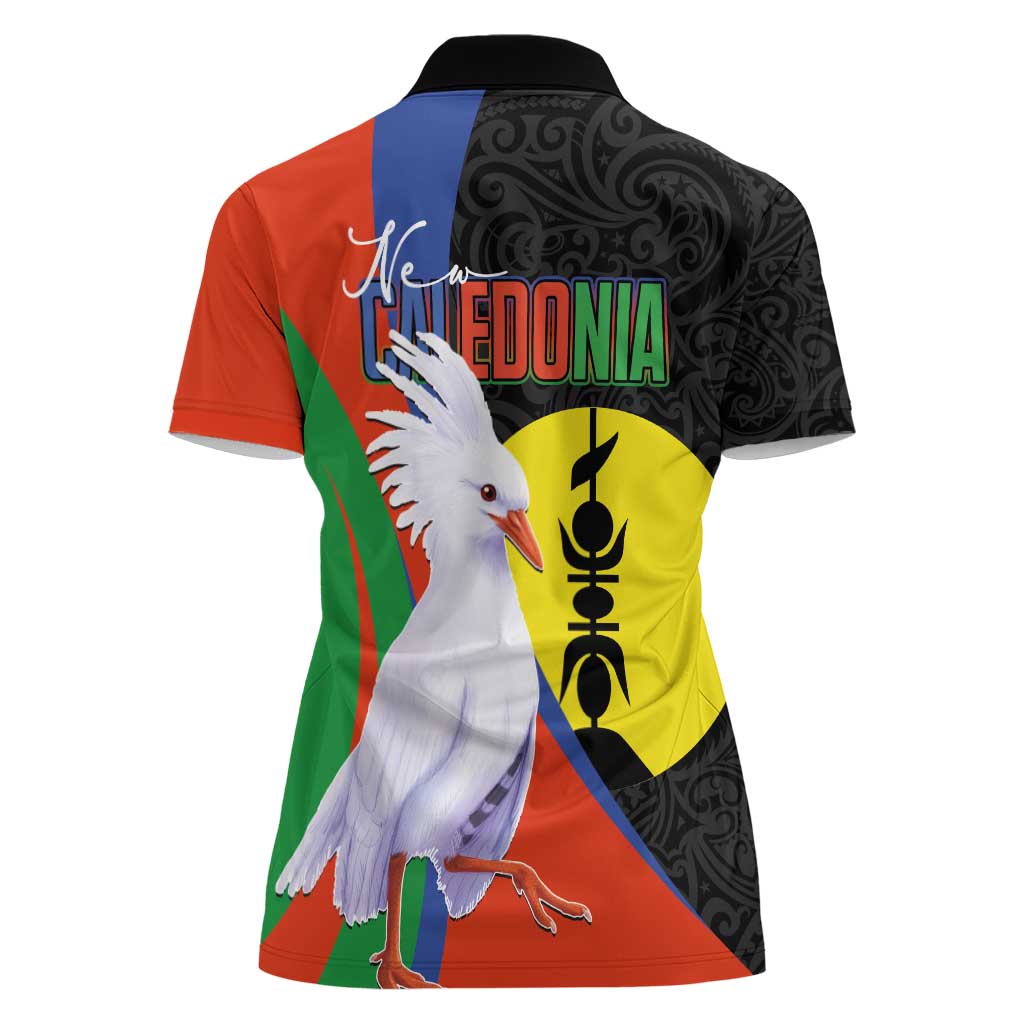 New Caledonia Women Polo Shirt Kagu Bird and The Seal with Melanesian Culture LT03 - Polynesian Pride