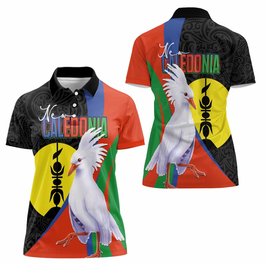 New Caledonia Women Polo Shirt Kagu Bird and The Seal with Melanesian Culture LT03 - Polynesian Pride