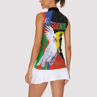 New Caledonia Women Sleeveless Polo Shirt Kagu Bird and The Seal with Melanesian Culture LT03 - Polynesian Pride