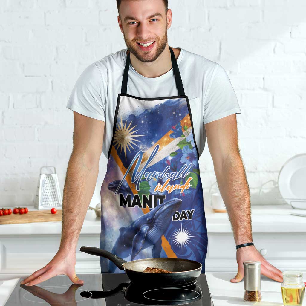 Marshall Islands Manit Day Apron Grunge National Flag with Whales and Tribal Tattoos - Polynesian Pride