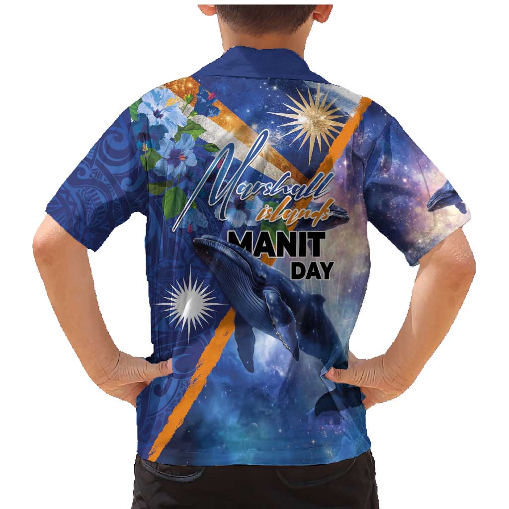Marshall Islands Manit Day Family Matching Mermaid Dress and Hawaiian Shirt Grunge National Flag with Whales and Tribal Tattoos LT03 - Polynesian Pride