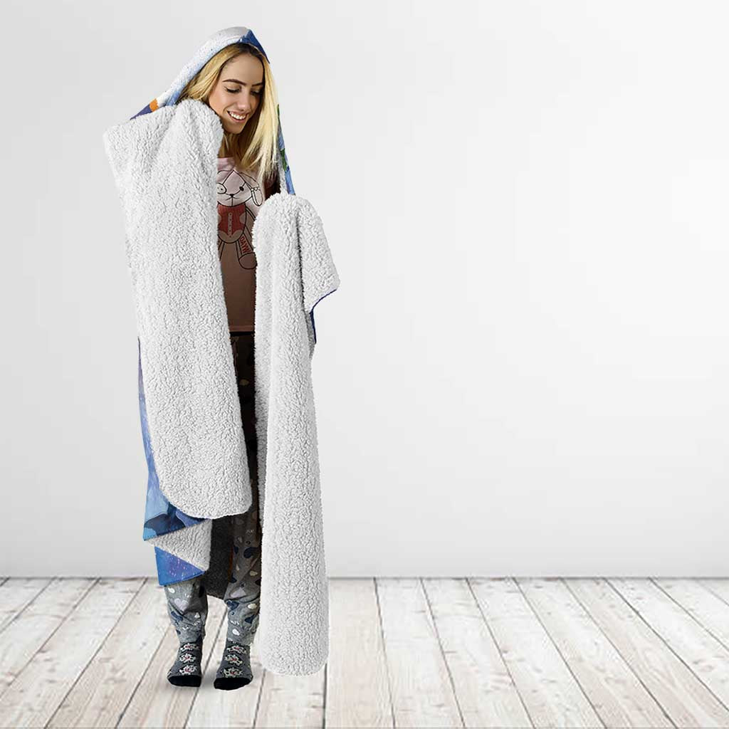 Marshall Islands Manit Day Hooded Blanket Grunge National Flag with Whales and Tribal Tattoos - Polynesian Pride