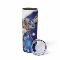 Marshall Islands Manit Day Skinny Tumbler Grunge National Flag with Whales and Tribal Tattoos LT03 - Polynesian Pride