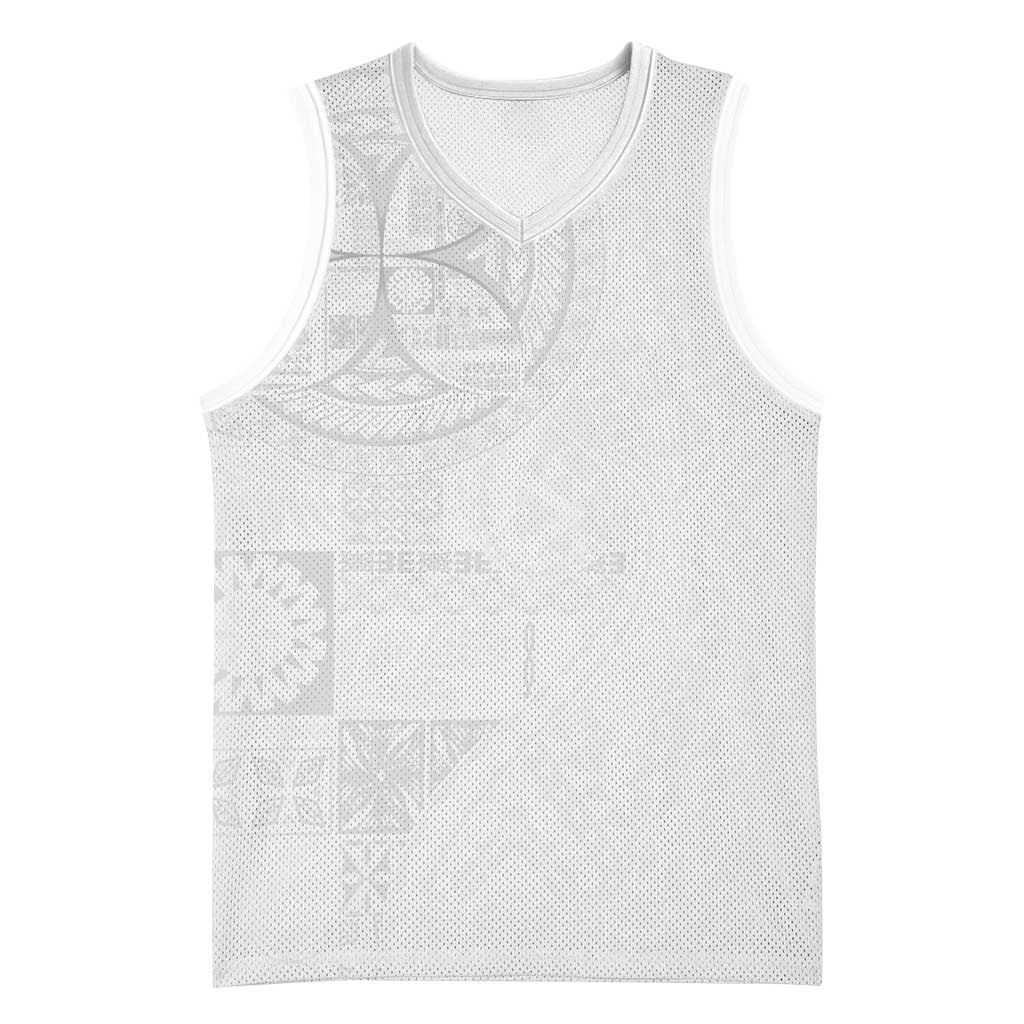 Samoan Culture-Lotu Tamaiti Basketball Jersey Siapo and Polynesian Art Tattoos LT03 Unisex White - Polynesian Pride