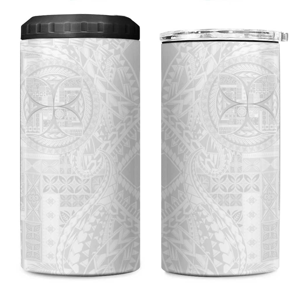 Samoan Culture-Lotu Tamaiti 4 in 1 Can Cooler Tumbler Siapo and Polynesian Art Tattoos LT03 One Size: 16 oz White - Polynesian Pride