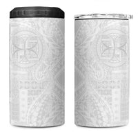 Samoan Culture-Lotu Tamaiti 4 in 1 Can Cooler Tumbler Siapo and Polynesian Art Tattoos LT03 One Size: 16 oz White - Polynesian Pride