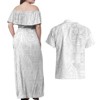 Samoan Culture-Lotu Tamaiti Couples Matching Off Shoulder Maxi Dress and Hawaiian Shirt Siapo and Polynesian Art Tattoos LT03 - Polynesian Pride