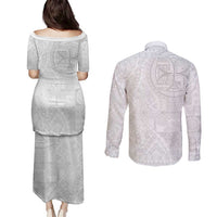Samoan Culture-Lotu Tamaiti Couples Matching Puletasi and Long Sleeve Button Shirt Siapo and Polynesian Art Tattoos - Polynesian Pride