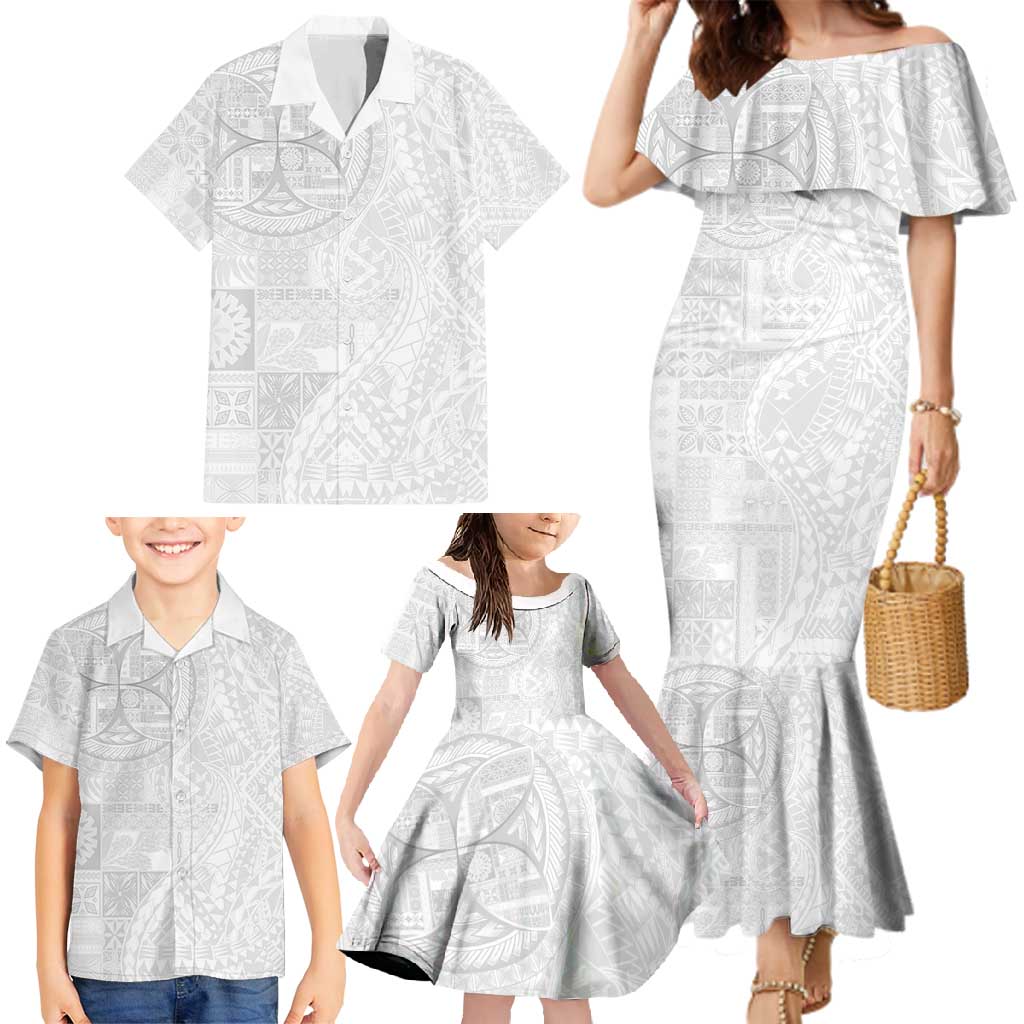 Samoan Culture-Lotu Tamaiti Family Matching Mermaid Dress and Hawaiian Shirt Siapo and Polynesian Art Tattoos LT03 - Polynesian Pride