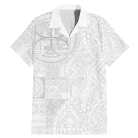 Samoan Culture-Lotu Tamaiti Family Matching Mermaid Dress and Hawaiian Shirt Siapo and Polynesian Art Tattoos LT03 Dad's Shirt - Short Sleeve White - Polynesian Pride