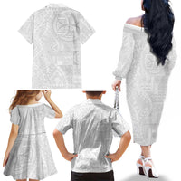 Samoan Culture-Lotu Tamaiti Family Matching Off The Shoulder Long Sleeve Dress and Hawaiian Shirt Siapo and Polynesian Art Tattoos LT03 - Polynesian Pride