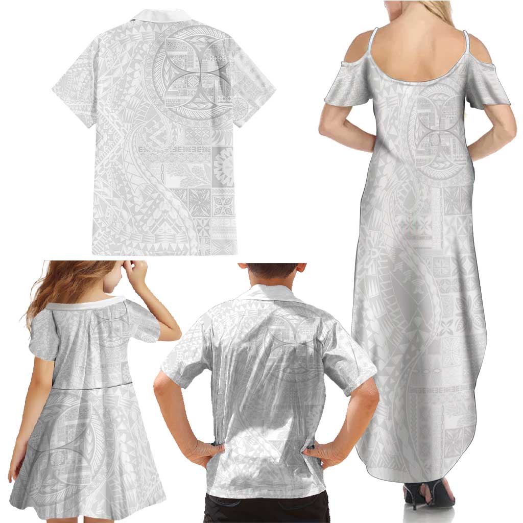 Samoan Culture-Lotu Tamaiti Family Matching Summer Maxi Dress and Hawaiian Shirt Siapo and Polynesian Art Tattoos LT03 - Polynesian Pride