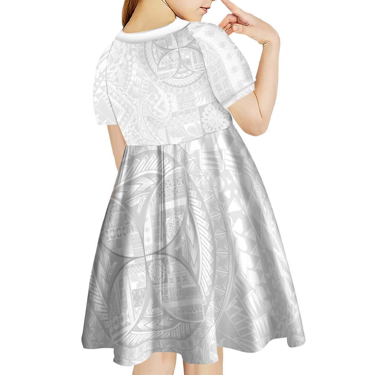 Samoan Culture-Lotu Tamaiti Kid Short Sleeve Dress Siapo and Polynesian Art Tattoos LT03 - Polynesian Pride