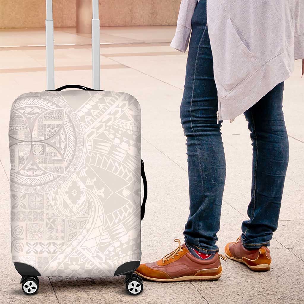 Samoan Culture-Lotu Tamaiti Luggage Cover Siapo and Polynesian Art Tattoos LT03 White - Polynesian Pride
