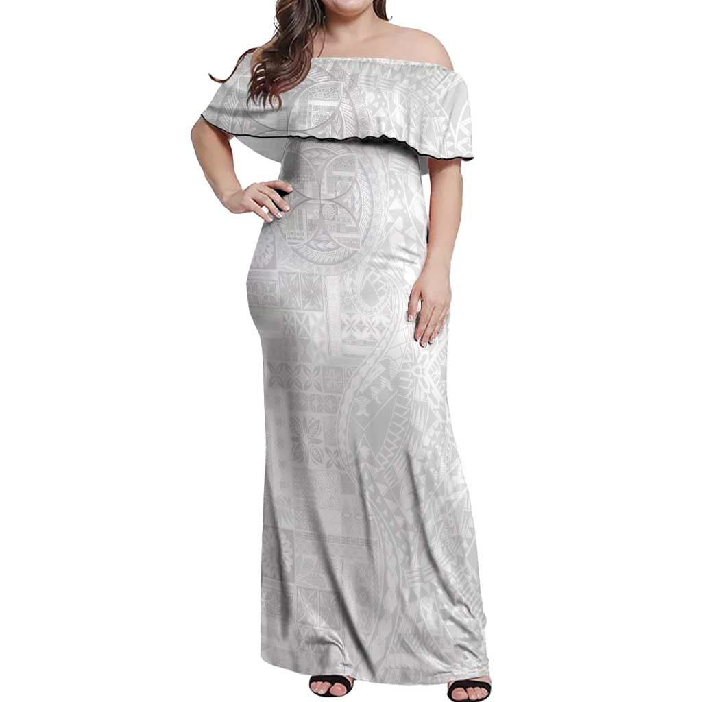 Samoan Culture-Lotu Tamaiti Off Shoulder Maxi Dress Siapo and Polynesian Art Tattoos - Polynesian Pride