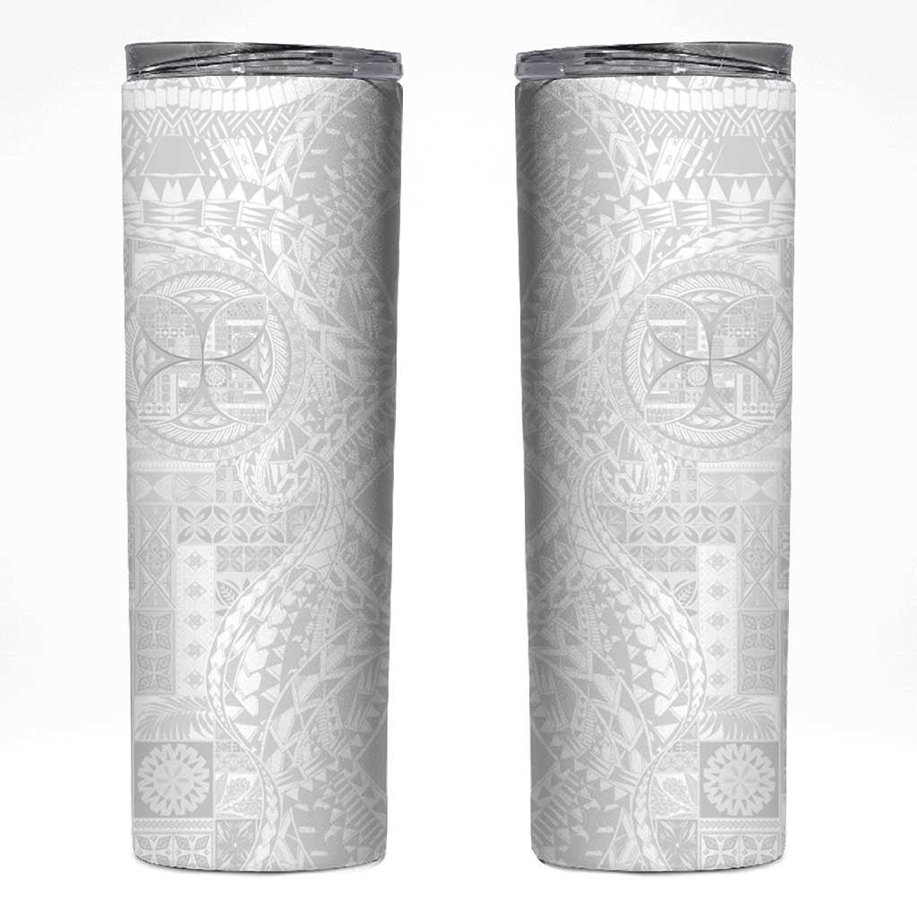 Samoan Culture-Lotu Tamaiti Skinny Tumbler Siapo and Polynesian Art Tattoos LT03 White - Polynesian Pride