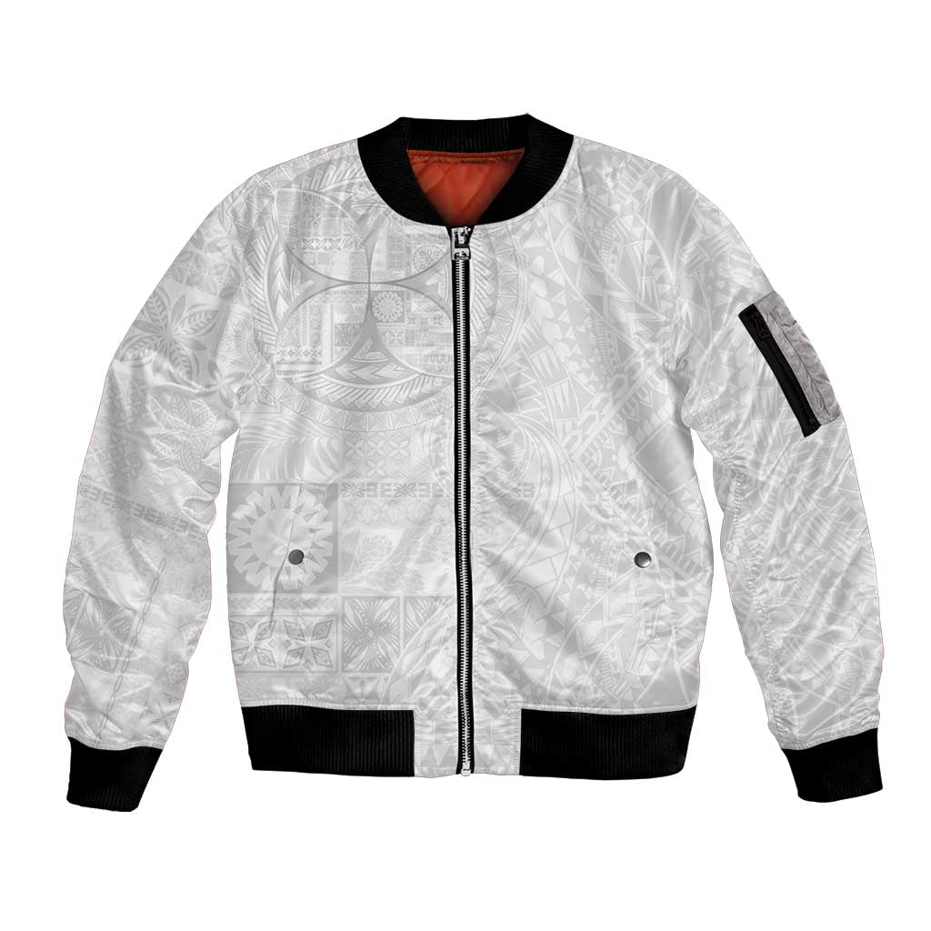 Samoan Culture-Lotu Tamaiti Sleeve Zip Bomber Jacket Siapo and Polynesian Art Tattoos - Polynesian Pride
