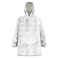Samoan Culture-Lotu Tamaiti Wearable Blanket Hoodie Siapo and Polynesian Art Tattoos LT03 One Size White - Polynesian Pride