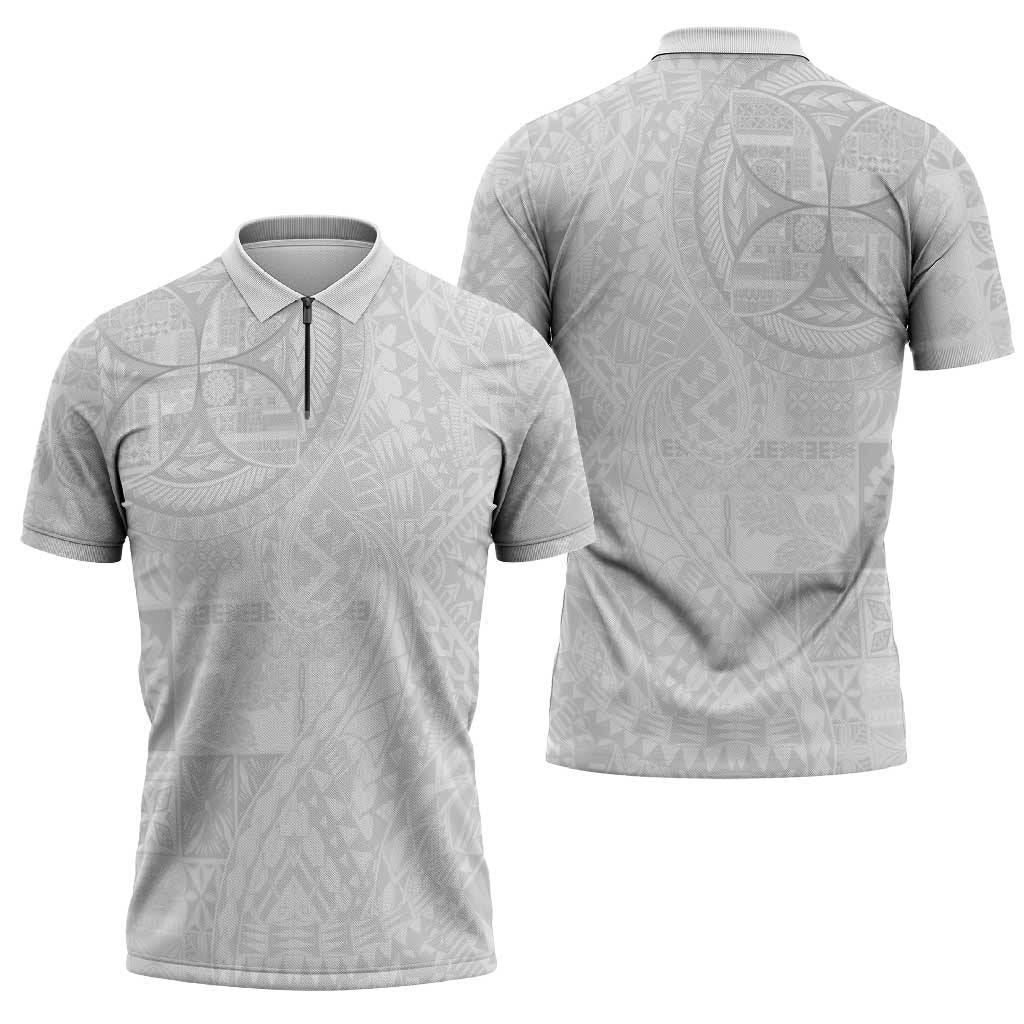Samoan Culture-Lotu Tamaiti Zipper Polo Shirt Siapo and Polynesian Art Tattoos LT03 - Polynesian Pride