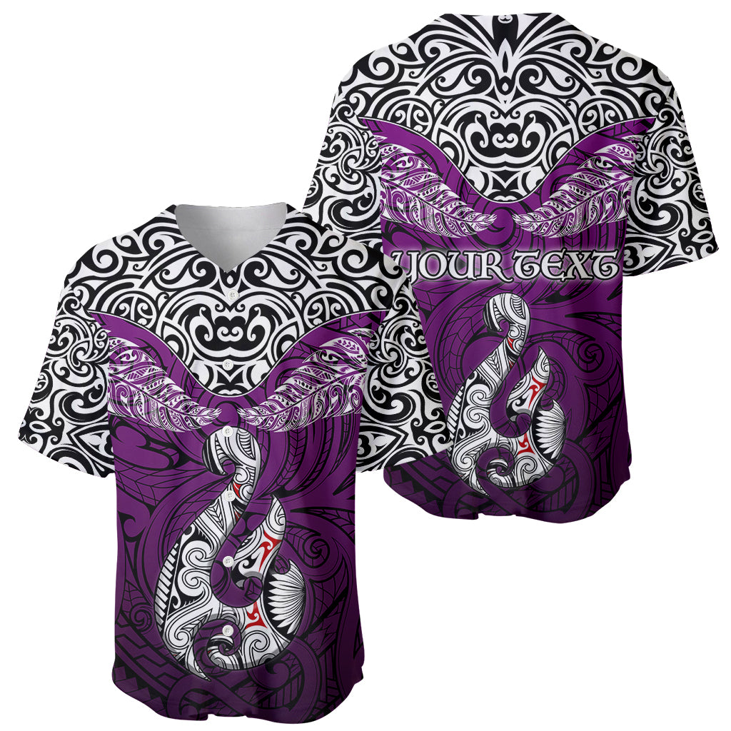 Custom Aotearoa New Zealand Baseball Jersey Silver Fern and Matau with Maori Tribal Pink Style LT03 - Polynesian Pride