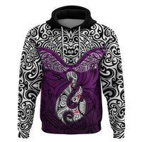 Custom Aotearoa New Zealand Hoodie Silver Fern and Matau with Maori Tribal Pink Style LT03 Pullover Hoodie Pink - Polynesian Pride