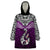 Custom Aotearoa New Zealand Wearable Blanket Hoodie Silver Fern and Matau with Maori Tribal Pink Style LT03 One Size Pink - Polynesian Pride