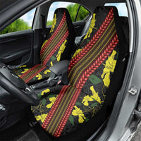 Samoan Culture Car Seat Cover Hibiscus and Ula Fala with Tapa Pattern Black Color LT03 - Polynesian Pride