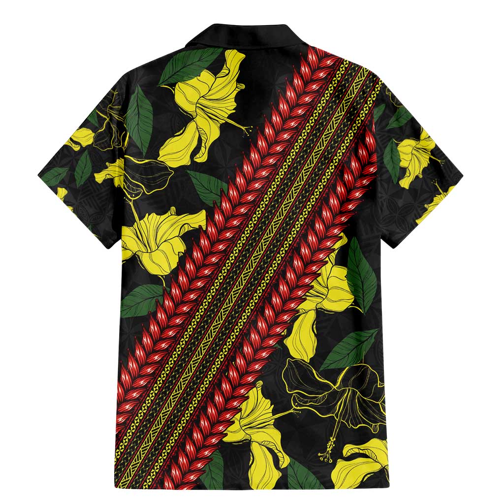 Samoan Culture Family Matching Mermaid Dress and Hawaiian Shirt Hibiscus and Ula Fala with Tapa Pattern Black Color LT03 - Polynesian Pride