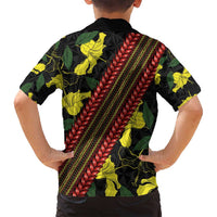 Samoan Culture Family Matching Off Shoulder Maxi Dress and Hawaiian Shirt Hibiscus and Ula Fala with Tapa Pattern Black Color LT03 - Polynesian Pride