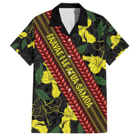 Samoan Culture Family Matching Puletasi and Hawaiian Shirt Hibiscus and Ula Fala with Tapa Pattern Black Color LT03 Dad's Shirt - Short Sleeve Black - Polynesian Pride