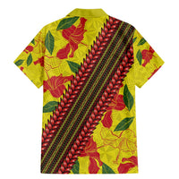 Samoan Culture Family Matching Mermaid Dress and Hawaiian Shirt Hibiscus and Ula Fala with Tapa Pattern YellowColor LT03 - Polynesian Pride