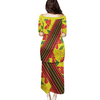 Samoan Culture Family Matching Puletasi and Hawaiian Shirt Hibiscus and Ula Fala with Tapa Pattern YellowColor LT03 - Polynesian Pride