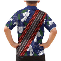Samoan Culture Family Matching Mermaid Dress and Hawaiian Shirt Hibiscus and Ula Fala with Tapa Pattern Blue Color LT03 - Polynesian Pride