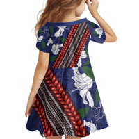 Samoan Culture Family Matching Tank Maxi Dress and Hawaiian Shirt Hibiscus and Ula Fala with Tapa Pattern Blue Color LT03 - Polynesian Pride