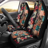 Hawaiian Hibiscus and Tropical Leaves Car Seat Cover Patchwork Grunge Abstract Vintage Style LT03 - Polynesian Pride