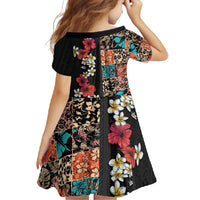Hawaiian Hibiscus and Tropical Leaves Family Matching Tank Maxi Dress and Hawaiian Shirt Patchwork Grunge Abstract Vintage Style LT03 - Polynesian Pride