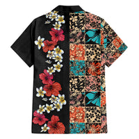 Hawaiian Hibiscus and Tropical Leaves Family Matching Tank Maxi Dress and Hawaiian Shirt Patchwork Grunge Abstract Vintage Style LT03 - Polynesian Pride