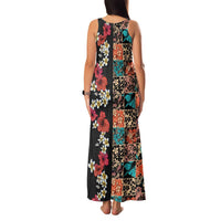 Hawaiian Hibiscus and Tropical Leaves Family Matching Tank Maxi Dress and Hawaiian Shirt Patchwork Grunge Abstract Vintage Style LT03 - Polynesian Pride