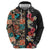 Hawaiian Hibiscus and Tropical Leaves Hoodie Patchwork Grunge Abstract Vintage Style