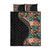 Hawaiian Hibiscus and Tropical Leaves Quilt Bed Set Patchwork Grunge Abstract and Tapa Tribal Pattern Half Style